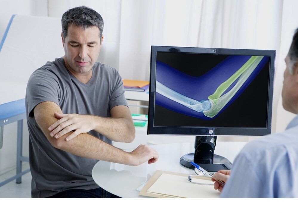 arthrosis of the elbow joint in the x -ray picture